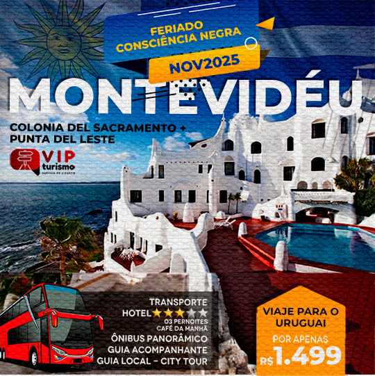 <span style="color: #ff0000;"><strong> <b>🇺🇾 MONTEVIDÉU 🇺🇾 </strong></span> </b> Feriadão C. Negra <b> <span style="color: #ff0000;"><strong> **R$ 1.499, à vista** </strong></span> </b>