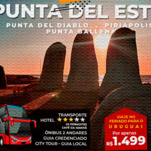 <span style="color: #ff0000;"><strong> <b>🇺🇾 PUNTA DEL ESTE + PUNTA DEL DIABLO + PIRIÁPOLIS + PUNTA BALLENA + CHUÍ 🇺🇾  </strong></span> </b> Feriadão Tiradentes <b> <span style="color: #ff0000;"><strong> **R$ 1.499, à vista** </strong></span> </b>