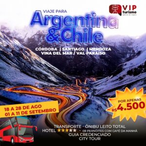 <span style="color: #ff0000;"><strong> 🇦🇷<b> ARGENTINA & CHILE </strong></span> </b></b>🇨🇱  SAÍDA 18/08 <b> <span style="color: #ff0000;"><strong>**R$ 4.500, à vista** </b></strong></span> </b>