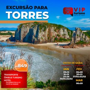<span style="color: #FFA500;"><strong> <b>🌞 TORRES 🏖️ </strong></span> </b> 4 dias & 3 noites <b> <span style="color: #FFA500;"><strong>**R$ 849, à vista** </b></strong></span> </b>