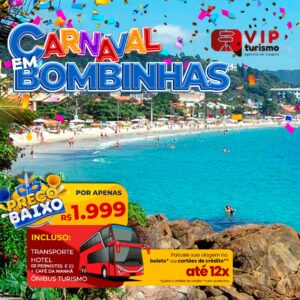 <span style="color: #FFA500;"><strong> <b>🌞 BOMBINHAS/SC - BOMBAS 🏖️ Feriadão de Carnaval </strong></span> </b> 4 dias & 3 noites <b> <span style="color: #FFA500;"><strong>**R$ 1.999, à vista** </b></strong></span> </b>
