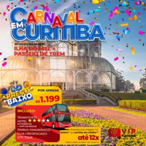 <span style="color: #ff0000;"><strong> <b>🇧🇷 CURITIBA C/TREM 🚂 + ILHA DO MEL 🏝 </strong></span> </b> Feriadão Carnaval <b> <span style="color: #ff0000;"><strong> **R$ 1.199, à vista** </strong></span></b>