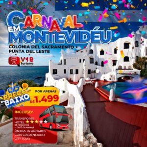 <span style="color: #ff0000;"><strong> <b>🇺🇾 MONTEVIDÉU 🇺🇾 </strong></span> </b> Feriadão de Carnaval<b> <span style="color: #ff0000;"><strong> **R$ 1.499, à vista** </strong></span> </b>