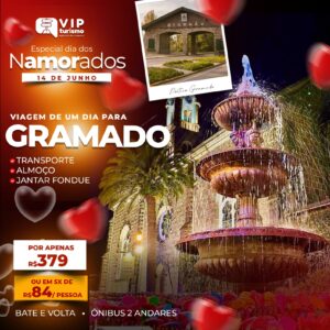 <span style="color: #ff0000;"><strong> <b> 💘 GRAMADO 💗 </b> </strong></span> 14/06 - ESPECIAL NAMORADOS  <b> <span style="color: #ff0000;"><strong> ** R$ 379,00 COM ALMOÇO & JANTAR FONDUE** </strong></span> </b>