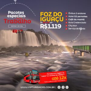 <span style="color: #ff0000;"><strong> <b>🦋FOZ DO IGUAÇU 🌈 </strong></span> </b> Feriadão Dia do Trabalhador<b> <span style="color: #ff0000;"><strong> ** PROMO R$ 1.199, à vista** </strong></span> </b>