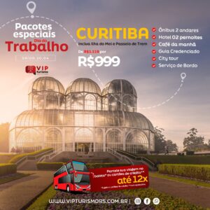 <span style="color: #ff0000;"><strong> <b>🇧🇷 CURITIBA C/TREM 🚂 + ILHA DO MEL 🏝 </strong></span> </b> Feriadão dia do Trabalhador <b> <span style="color: #ff0000;"><strong> **PROMO R$ 999, à vista** </strong></span> </b>