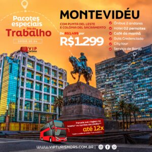 <span style="color: #ff0000;"><strong> <b>🇺🇾 MONTEVIDÉU 🇺🇾 </strong></span> </b> Feriadão Dia do Trabalhador <b> <span style="color: #800000;"><strong>PROMO R$ 1.299, a vista </strong></span> </b> </b>