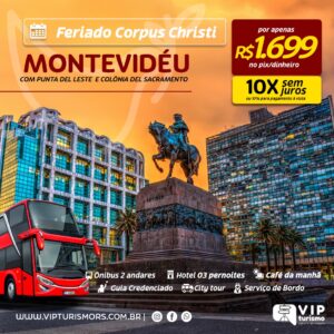 <span style="color: #ff0000;"><strong><b>🇺🇾 MONTEVIDÉU 🇺🇾 </strong></span></b> - Feriadão C. Christi <span style="color: #ff0000;"><strong><b>**R$ 1.699, até 10x s/ juros** </b></strong></span>