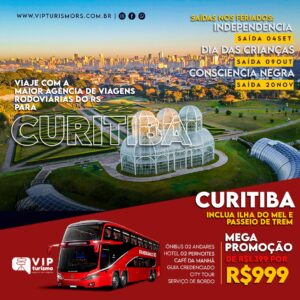 <span style="color: #ff0000;"><strong> <b>🇧🇷 CURITIBA C/TREM 🚂 + ILHA DO MEL 🏝 </strong></span> </b> Feriadão Consciência Negra 20/11<b> <span style="color: #ff0000;"><strong> **PROMO R$ 999, à vista** </strong></span> </b>