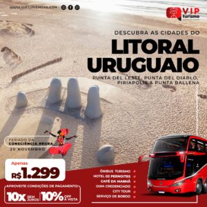 <span style="color: #ff0000;"><strong> <b>🇺🇾 PUNTA DEL ESTE + PUNTA DEL DIABLO + PIRIÁPOLIS + PUNTA BALLENA + CHUÍ 🇺🇾  </strong></span> </b> Feriadão 20/11  <b> <span style="color: #ff0000;"><strong> **R$ 1169,00 a vista** </strong></span> </b>