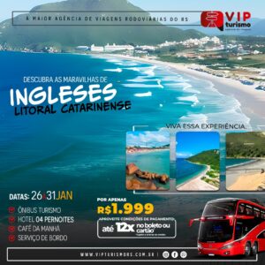 <span style="color: #FFA500;"><strong> <b>🌞 INGLESES/SC 🏖️ </strong></span> </b> 5 dias & 4 noites <b> <span style="color: #FFA500;"><strong>**R$ 1.999, à vista** </b></strong></span> </b>