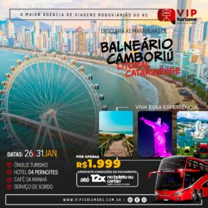 <span style="color: #FFA500;"><strong> <b>🌞 BALNEÁRIO CAMBORIÚ/SC 🏖️ </strong></span> </b> 5 dias & 4 noites <b> <span style="color: #FFA500;"><strong>**R$ 1.999, à vista** </b></strong></span> </b>