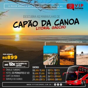 <span style="color: #FFA500;"><strong> <b>🌞 CAPÃO DA CANOA 🏖️ </strong></span> </b> 4 dias & 3 noites <b> <span style="color: #FFA500;"><strong>**R$ 899, à vista** </b></strong></span> </b>