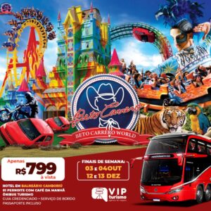 <span style="color: #ff0000;"><strong> <b> 🎠🎡 BETO CARRERO 🎡 🎢 c/ Hotel em Baln. Camboriú 🌞🏖️  </strong></span> </b> Final de Semana 21 e 22/11 <b> <span style="color: #ff0000;"><strong> ** R$ 799, à vista** </strong></span> </b>